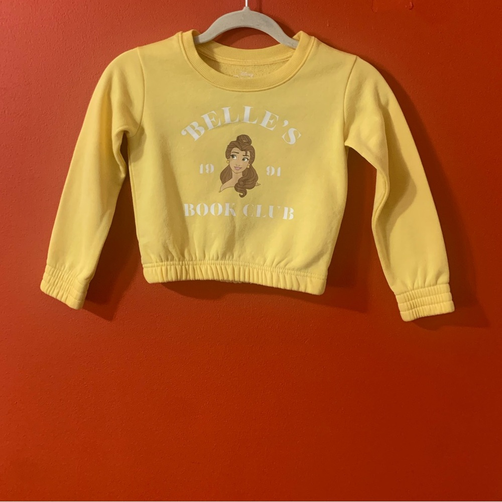 Disney Belle's Book Club Yellow Sweatshirt Girls S (6-6X)